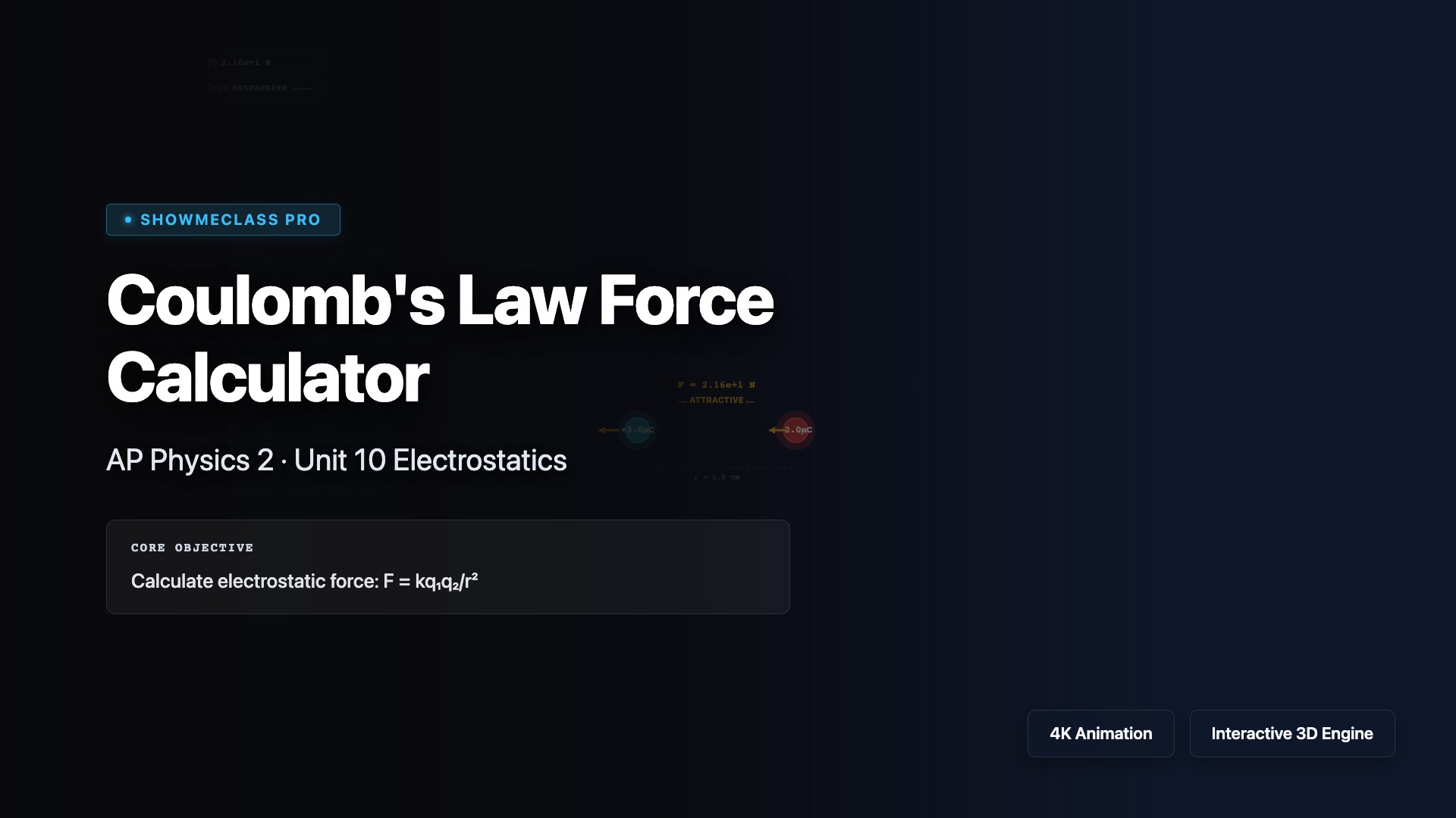 Coulomb's Law Force Calculator visualization thumbnail