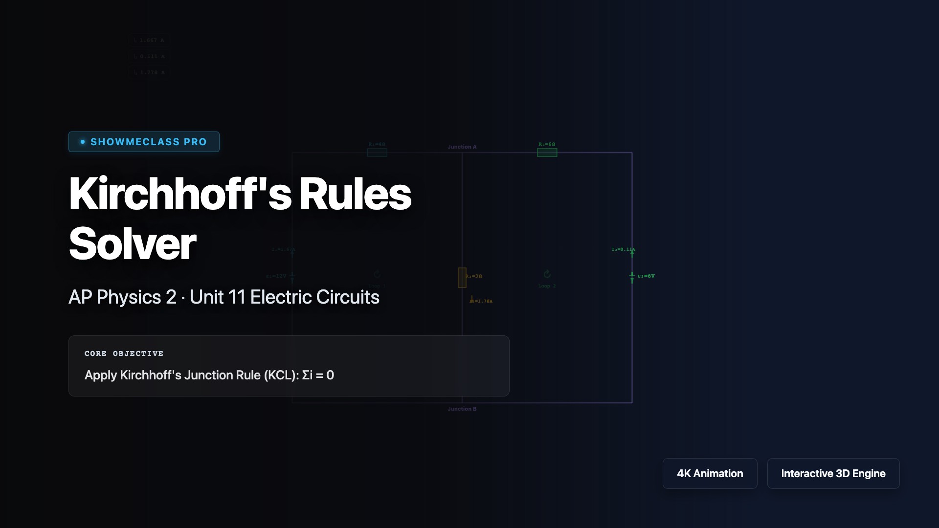 Kirchhoff's Rules Circuit Solver visualization thumbnail