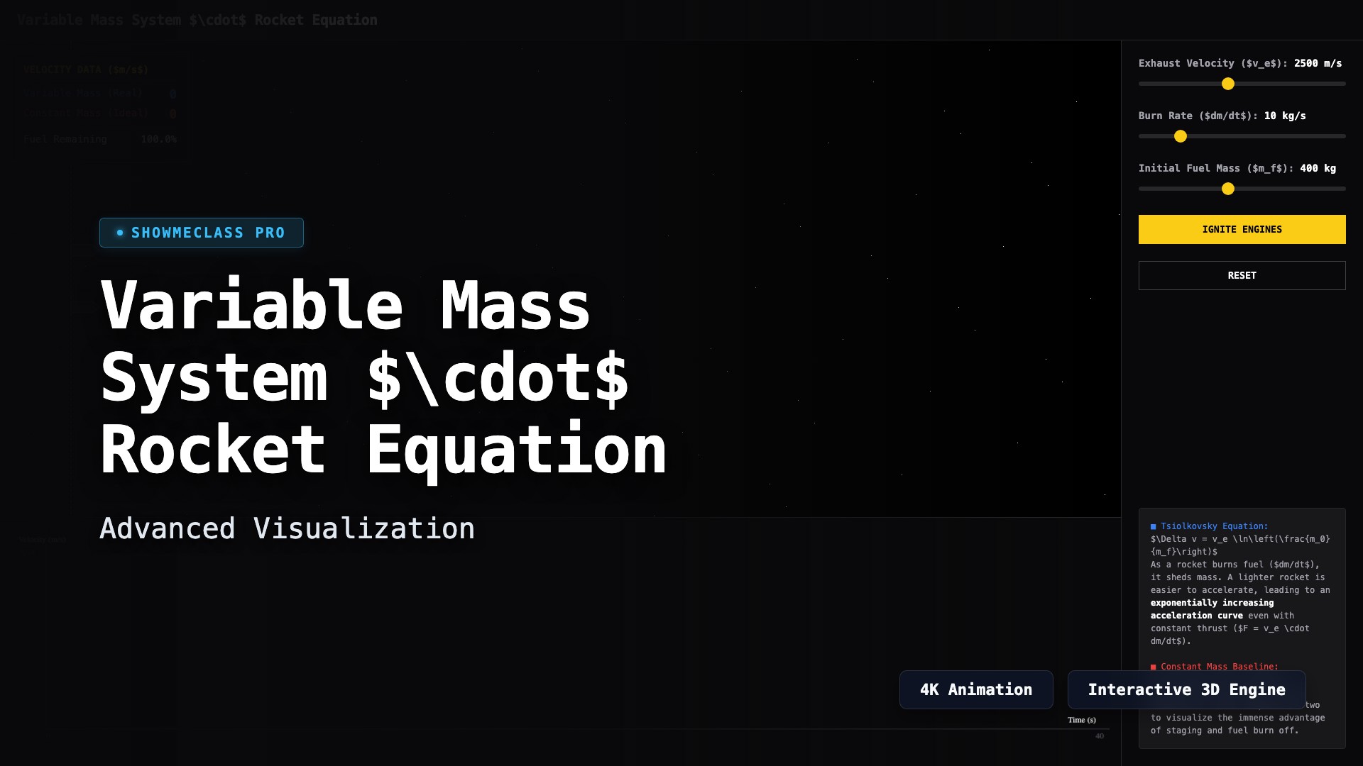 Variable Mass System (Rocket Equation) visualization thumbnail