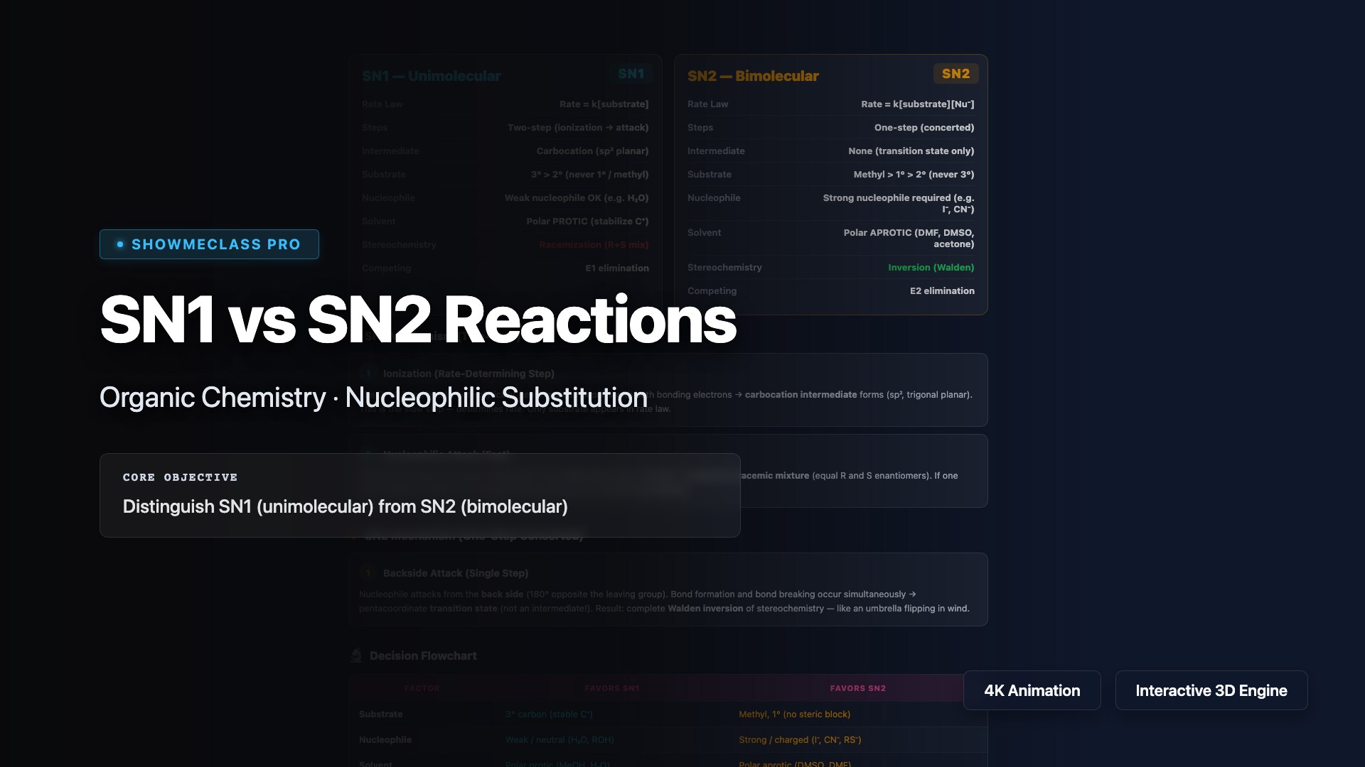SN1 vs SN2 Nucleophilic Substitution visualization thumbnail